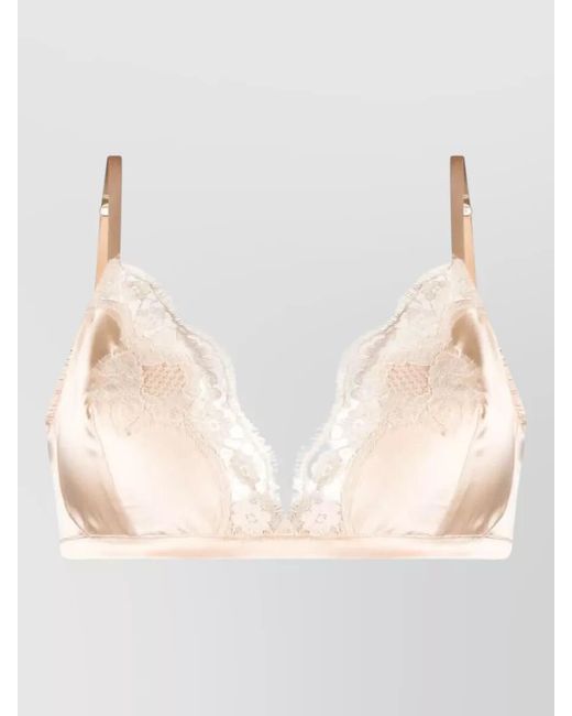 Dolce & Gabbana Natural Silk Satin Lace Soft-Cup Bra