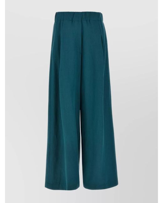Dries Van Noten Green Wool Wide-Leg Trousers