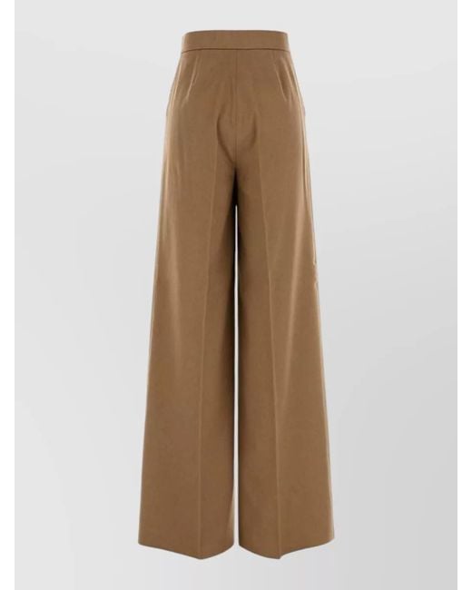 Max Mara Natural Flannel Filato High Waist Wide Leg Pants