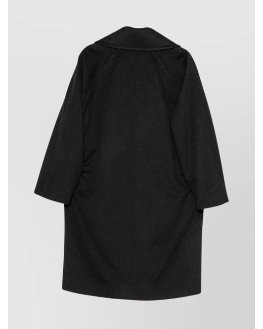 Alberto Biani Black Silk Double-Breasted Coat