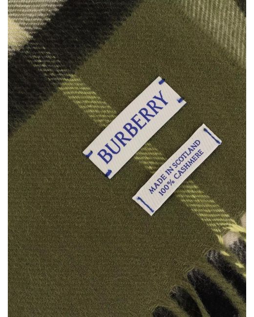 Burberry Green Check Cashmere Scarf for men