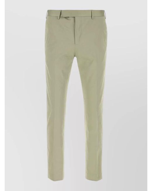 PT Torino Green Stretch Cotton Trousers Slim Cut Belt Loops for men