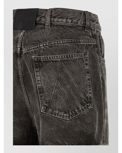 The Attico Gray Cotton Cutout Wide-Leg Jeans