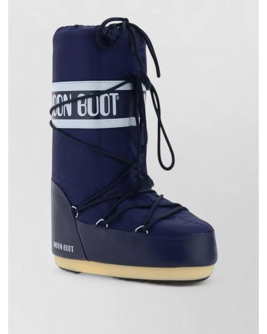 Moon Boot Blue Padded Knee High Platform Waterproof Boots