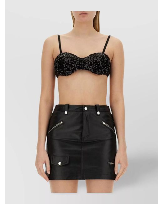 Moschino Black Sequined Cropped Top