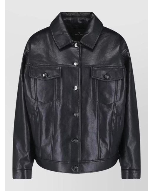 Anine Bing Black Long Sleeve Collared Coat Chest And Side Pockets