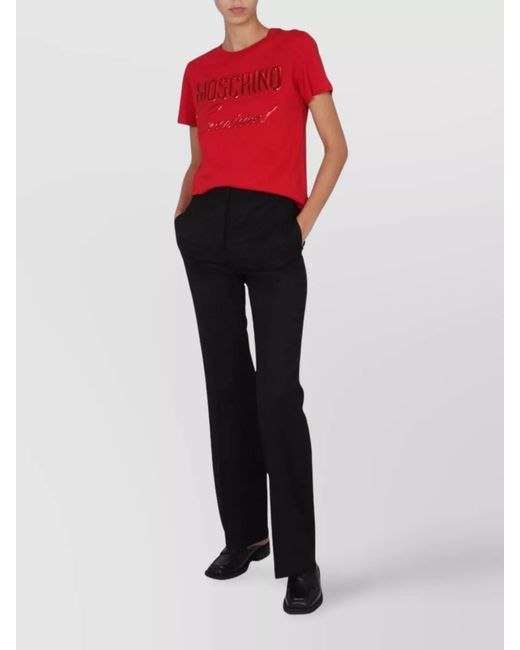 Moschino Blue Virgin Wool Straight-Leg Trousers