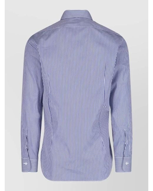 Barba Napoli Blue Casual Shirt Long Sleeves Striped Pattern for men
