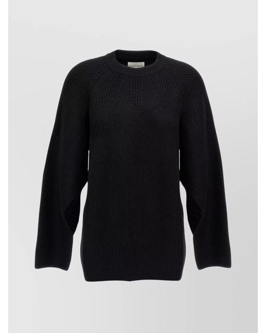 Loulou de Saison Black Crew Neck Knitted Sweater With Relaxed Fit