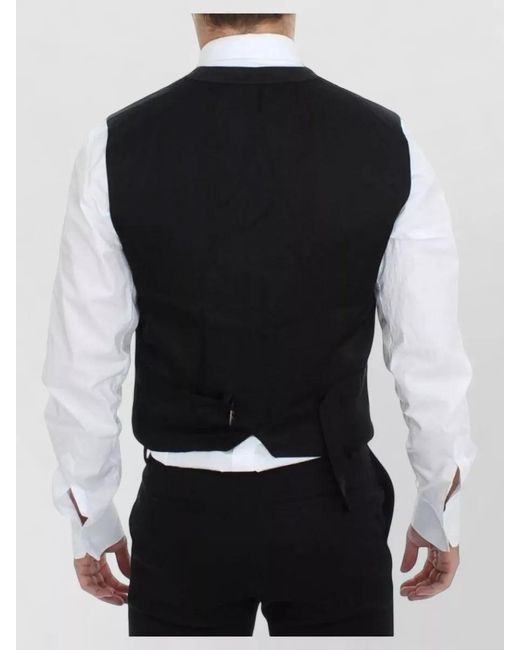 Dolce & Gabbana Black Cotton V-Neck Waistcoat for men