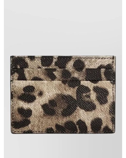 Dolce & Gabbana Metallic Leopard Print Leather Cardholder