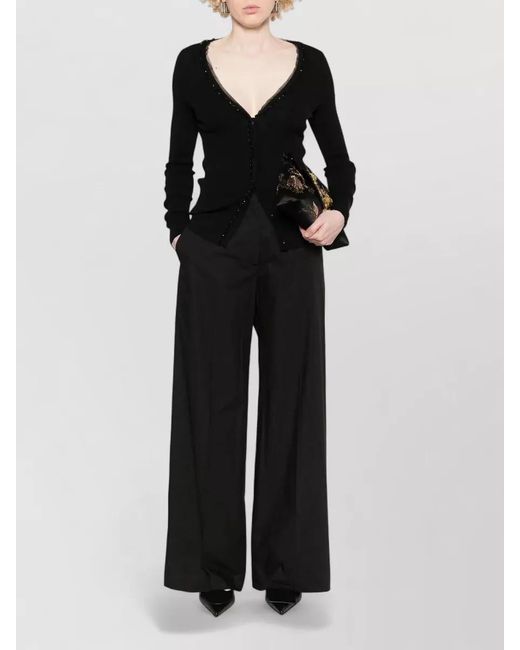 P.A.R.O.S.H. Black Relaxed Wide Leg Pants Casual Style
