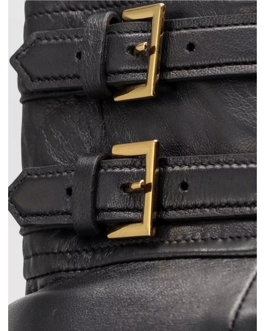 Elisabetta Franchi Black Leather High-Rise Midi Skirt