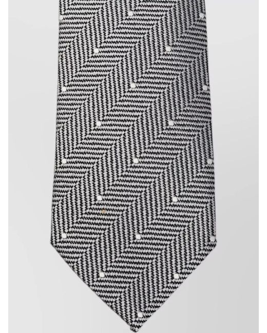 Tom Ford Gray Silk Polka-Dot Herringbone Tie for men