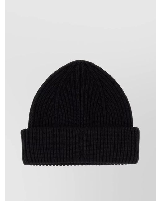 Lanvin Black Ribbed Wool Beanie Hat