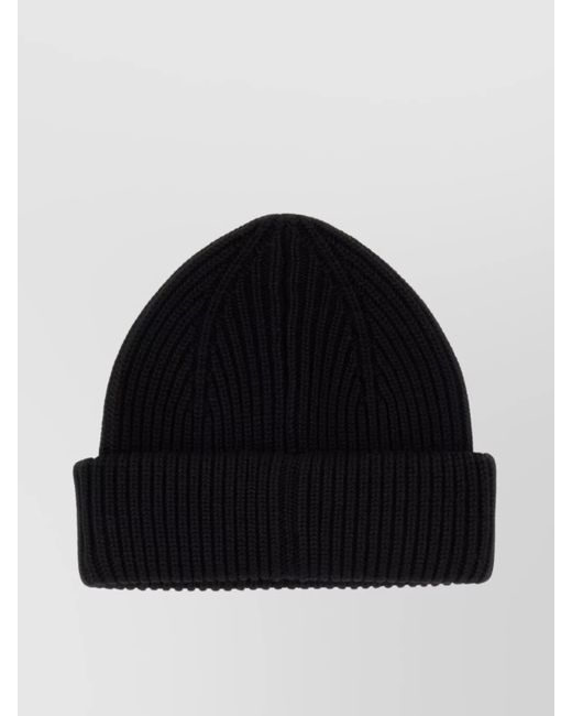 Lanvin Black Ribbed Wool Beanie Hat