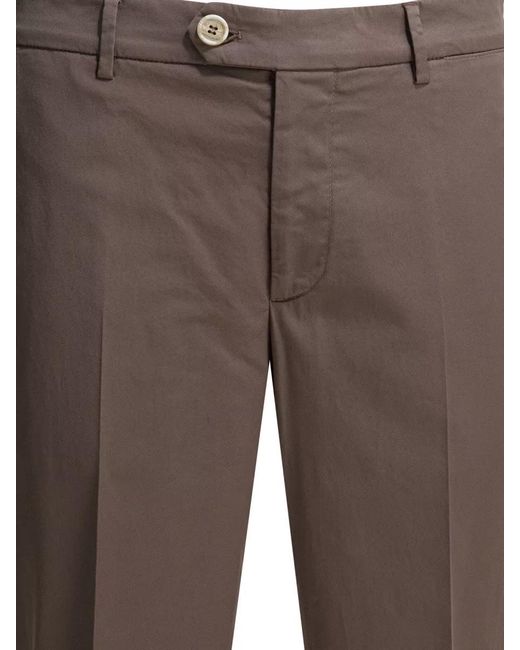Brunello Cucinelli Brown Trousers Side And Back Pockets Belt Loops for men