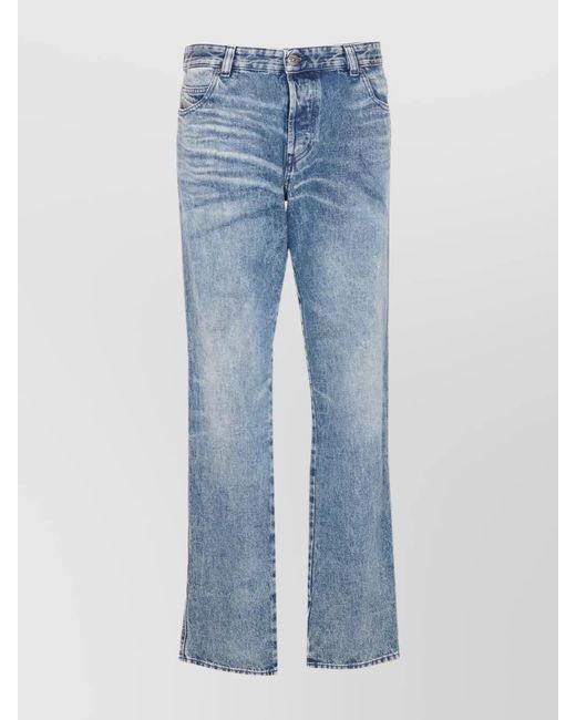 DIESEL Blue Denim Mid-Rise Slim-Leg Jeans for men