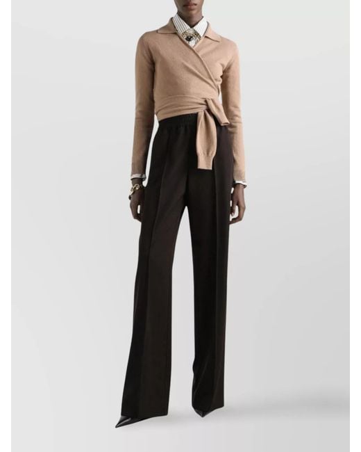 Dolce & Gabbana Black Virgin Wool Ribbed Wide-Leg Trousers