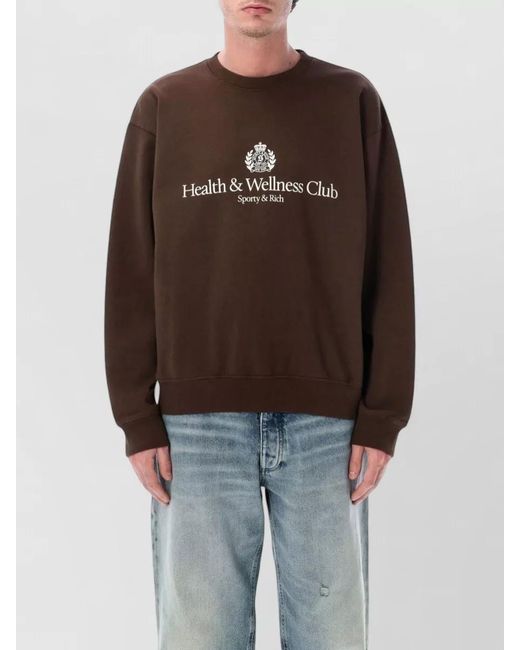 Sporty & Rich Brown Crest Logo Crew Neck Knit Sweater for men