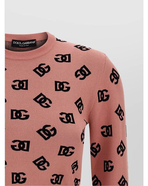 Dolce & Gabbana Pink Logo-Jacquard Cropped Jumper