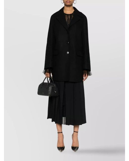 Ermanno Scervino Black Virgin Wool Single Breasted Coat