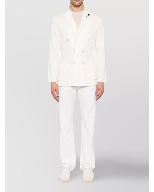 Lardini Natural Cotton Double-Breasted Knitted Blazer for men