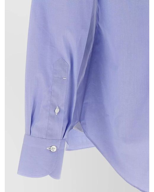 Finamore 1925 Blue Cotton Long-Sleeve Shirt for men