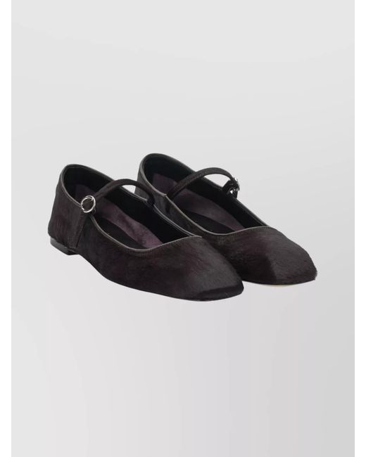 Aeyde Black Leather Mary Jane Ballerina Flats