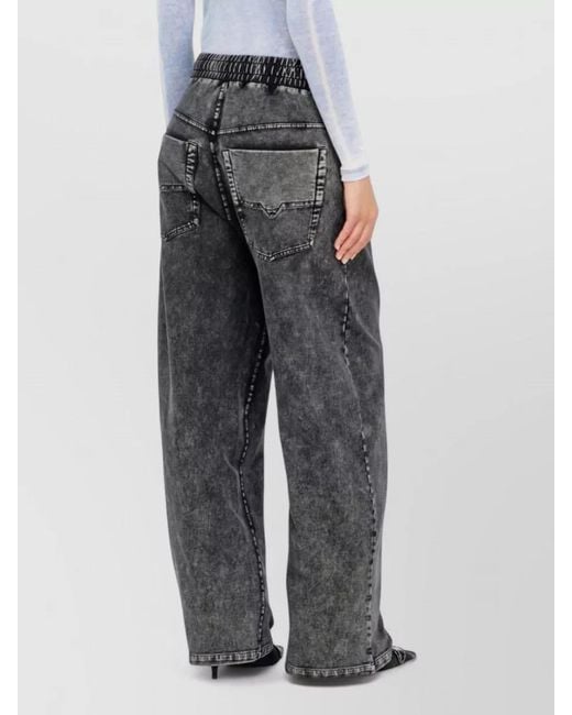 DIESEL Gray Wide Leg Denim Trousers Low Crotch