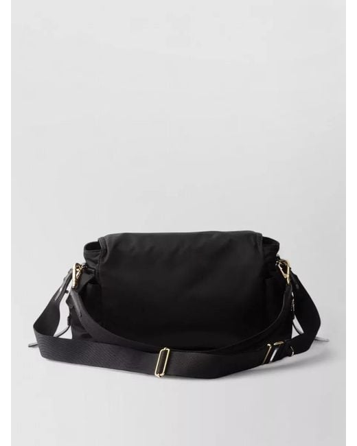 Prada Black Shoulder Bag Pattina Buckle Strap Pockets