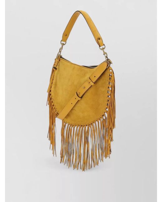 Isabel Marant White Shoulder Bag Adjustable Strap Fringe Detail