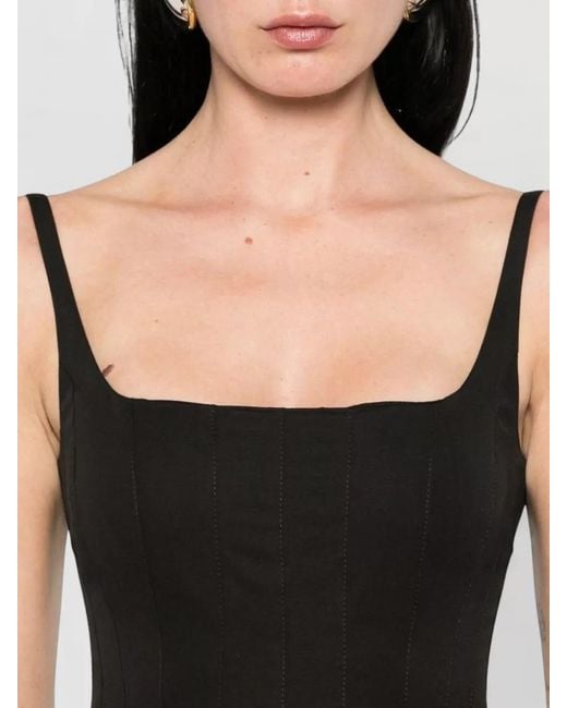 Jacquemus Black Knee Length Dress Pleated Skirt Bodice