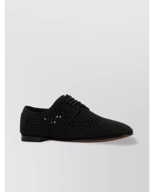 Dolce & Gabbana Black Woven Derby Shoes for men