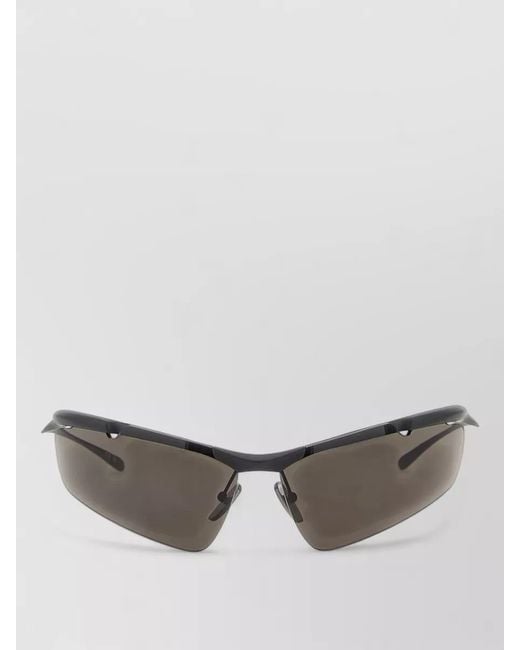 Balenciaga Gray Boomerang Rimless Shield Sunglasses Dark Lenses for men