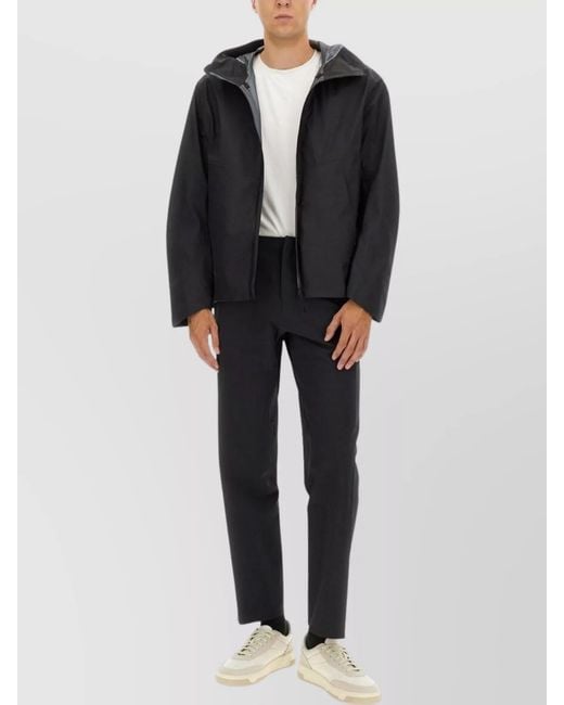 Veilance Black Nylon Hooded Windbreaker Jacket for men