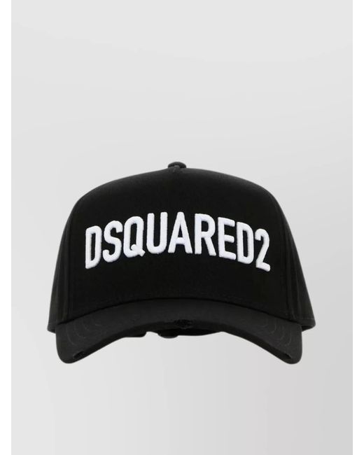 DSquared² Black Technicolor Distressed Curved Visor Baseball Cap for men
