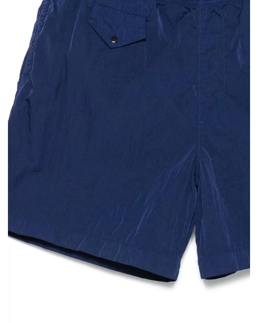 C P Company Blue Nylon Swim Shorts Button Pocket for men