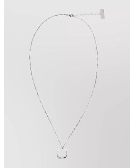MM6 by Maison Margiela White Adjustable Chain Link Necklace Pendant Detail