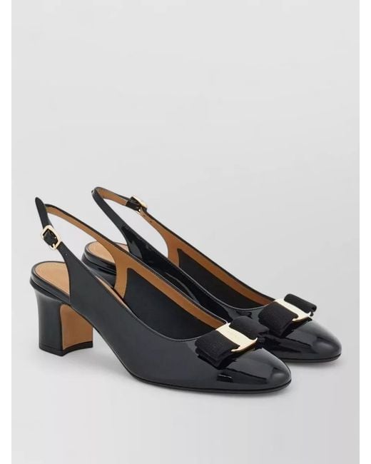 Ferragamo Multicolor Leather Slingback Pumps Low Block Heel