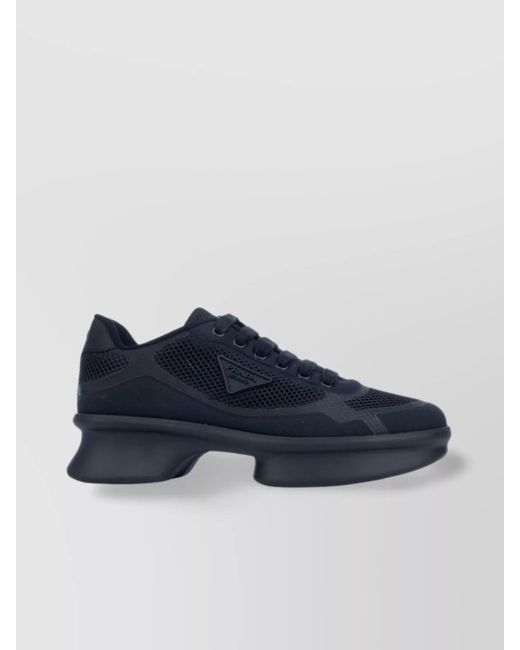 Prada Blue Sneakers Mesh Upper Rubber Sole