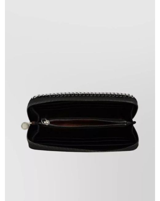 Stella McCartney Black Faux Leather Chain-Trim Continental Wallet