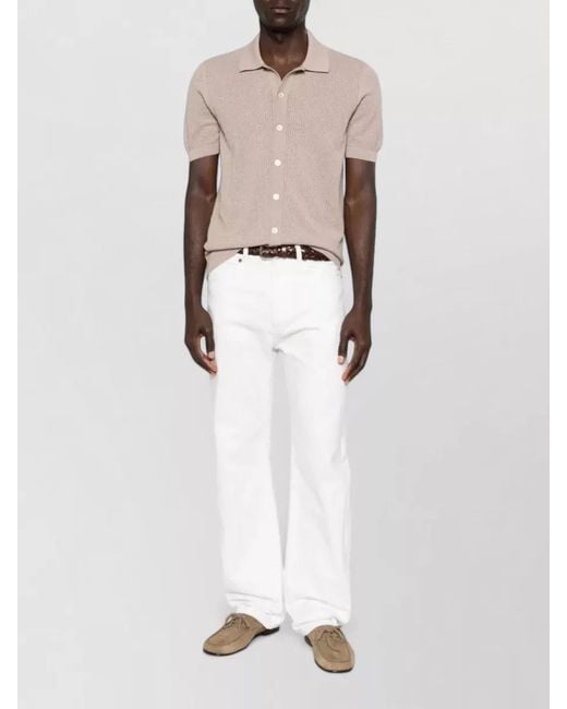 Tagliatore Natural Knitted Short-Sleeve Shirt for men