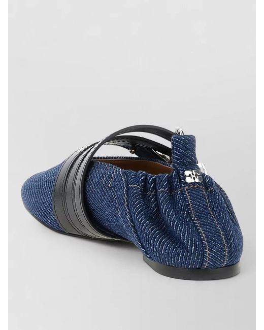 Ganni Blue Sue Triple Ballerina Shoes Mixed Toes
