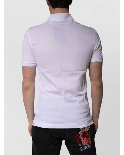 Dolce & Gabbana White Cotton Logo Polo Shirt for men