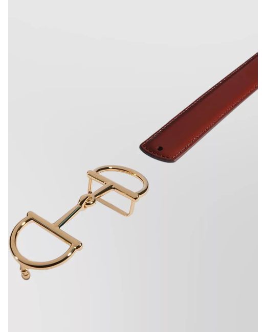 Gucci White Leather Reversible Belt With Horsebit Buckle