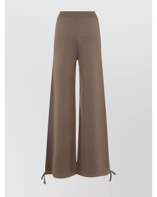 Max Mara Brown Virgin Wool High-Rise Wide-Leg Trousers