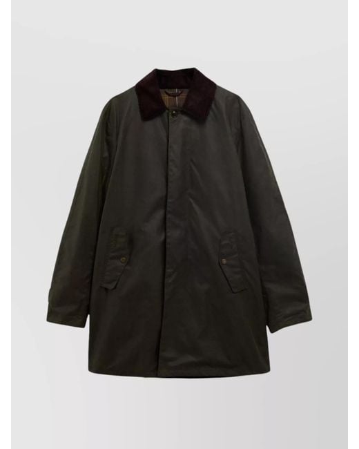 Barbour Black Cotton Single Breasted Coat for men