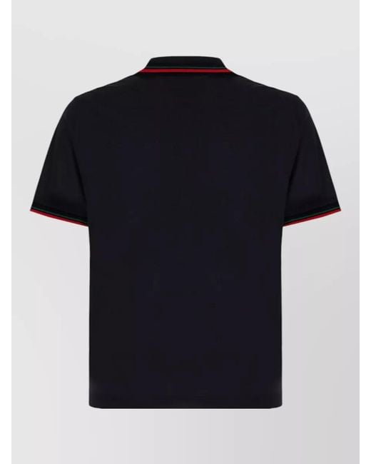 Gucci Black Cotton Polo Shirt Contrast Trim Collar for men