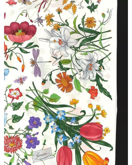 Gucci Multicolor Silk Floral-Print Scarf